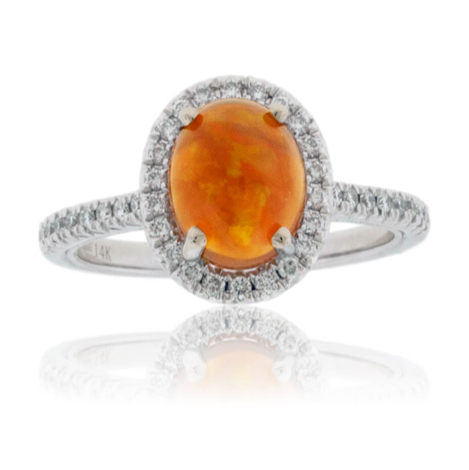 Oval Ethiopian Opal and Diamond Halo Ring - Park City Jewelers