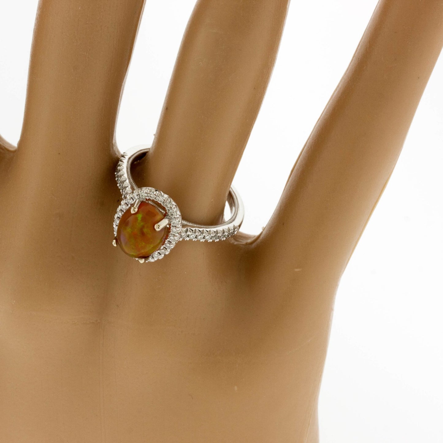 Oval Ethiopian Opal and Diamond Halo Ring - Park City Jewelers