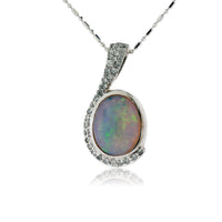 Oval Ethiopian Opal with Diamond Accented Pendant - Park City Jewelers