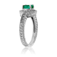 Oval Green Emerald & Diamond Halo Style Ring - Park City Jewelers