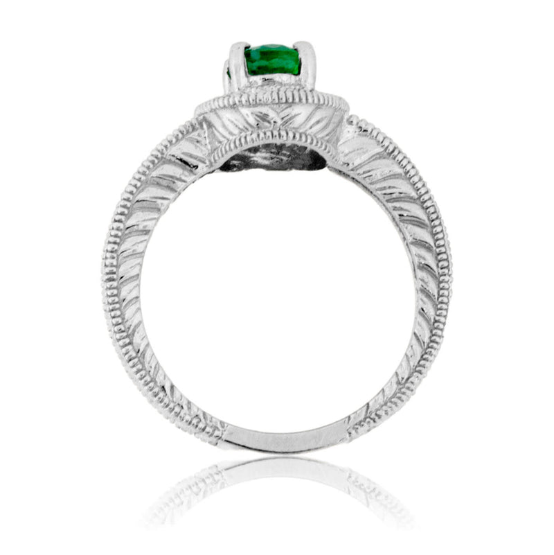 Oval Green Emerald & Diamond Halo Style Ring - Park City Jewelers