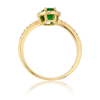 Oval Green Emerald & Diamond Halo Style Yellow Gold Ring - Park City Jewelers