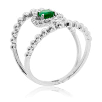 Oval Green Emerald & Diamond Vintage Inspired Style Ring - Park City Jewelers