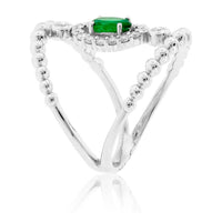 Oval Green Emerald & Diamond Vintage Inspired Style Ring - Park City Jewelers