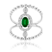 Oval Green Emerald & Diamond Vintage Inspired Style Ring - Park City Jewelers