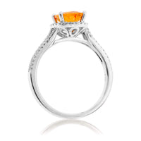 Oval Mandarin Garnet & Diamond Halo Split Shank Ring - Park City Jewelers