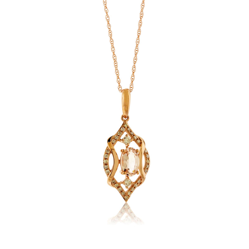 Oval Morganite and Diamond Accented Pendant - Park City Jewelers