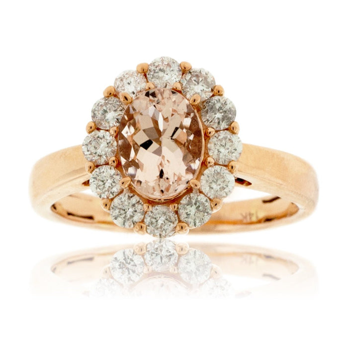 Oval Morganite and Diamond Halo Ring - Park City Jewelers