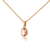 Oval Morganite and Single Diamond Pendant - Park City Jewelers