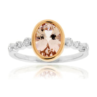 Oval Morganite Bezel Set & Diamond Accented Ring - Park City Jewelers