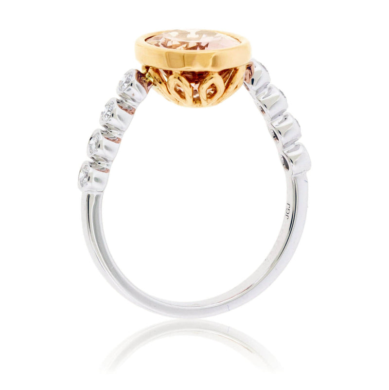 Oval Morganite Bezel Set & Diamond Accented Ring - Park City Jewelers