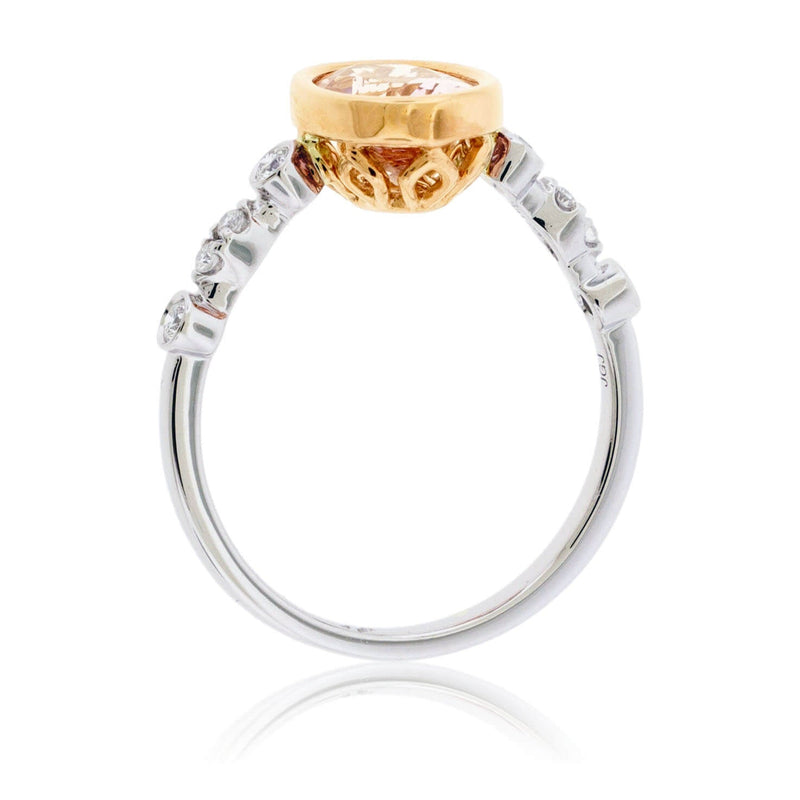 Oval Morganite Bezel Set & Diamond Accented Ring - Park City Jewelers