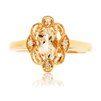 Oval Morganite & Filigree Diamond Ring - Park City Jewelers