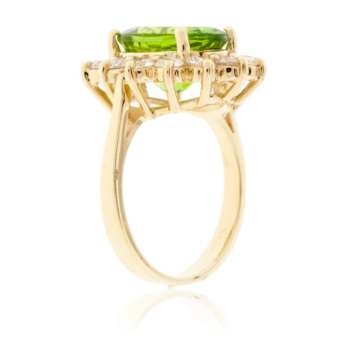 Oval Peridot & Classic Diamond Halo Ring - Park City Jewelers