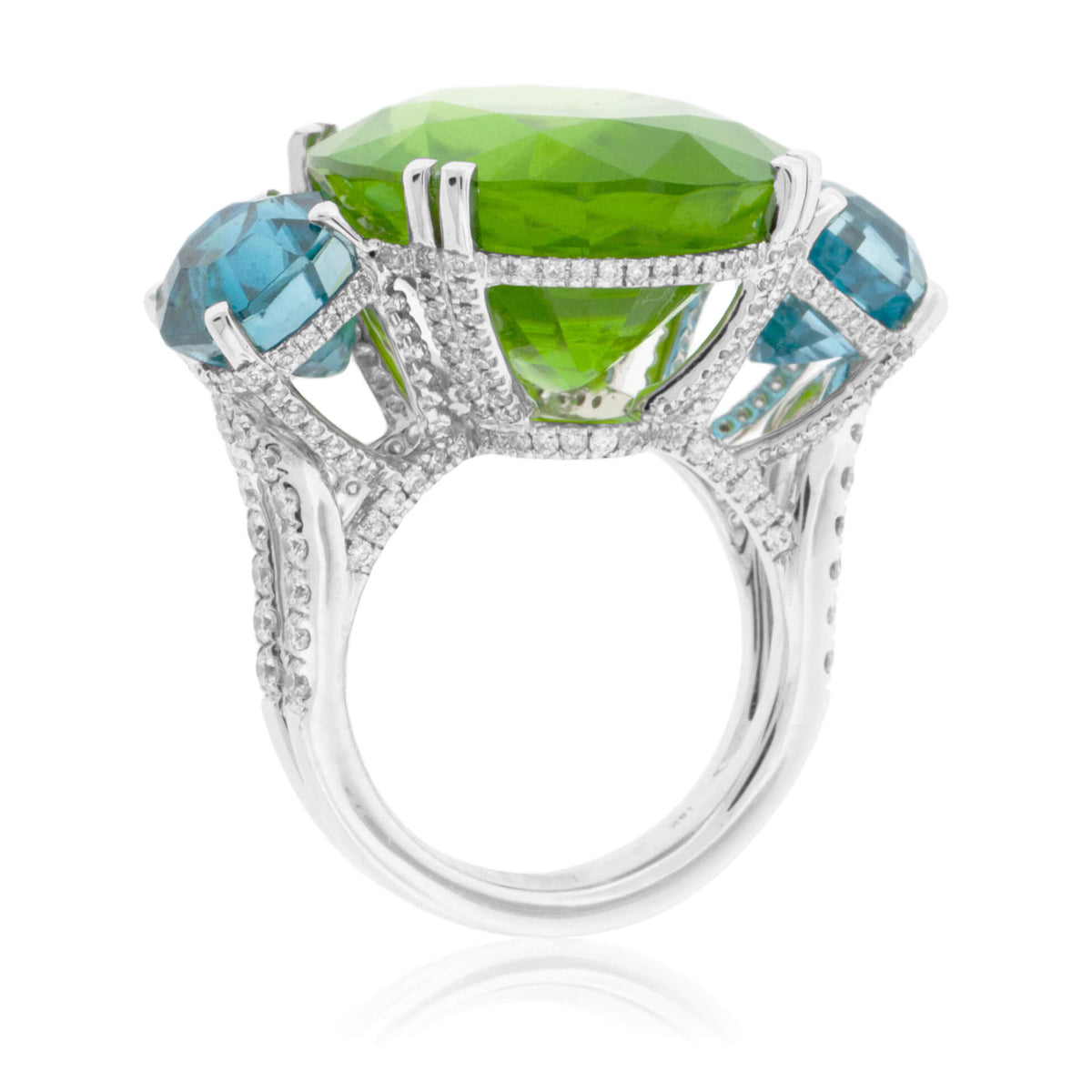 Oval Peridot & Oval Blue Zircon Cocktail Ring - Park City Jewelers