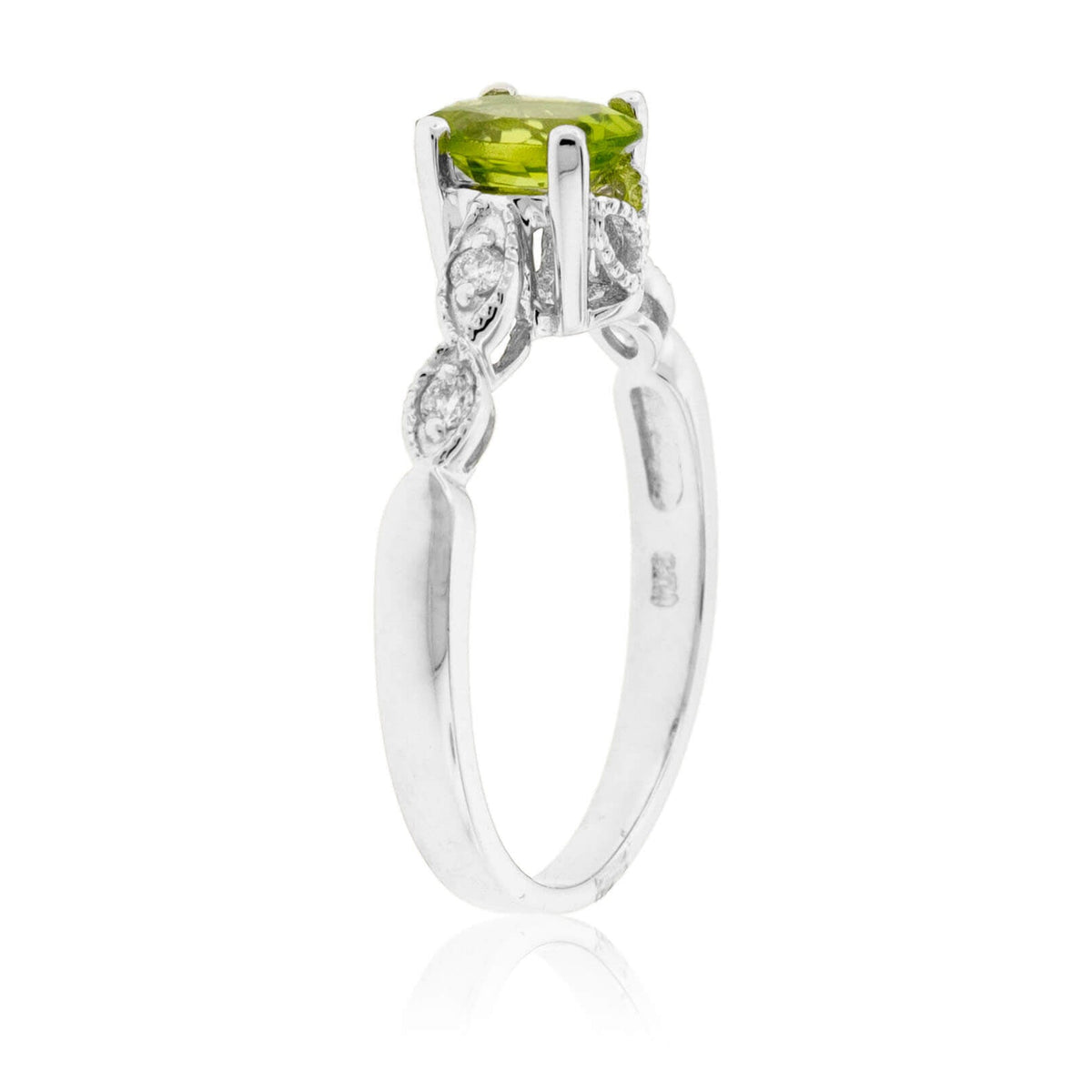 Oval Peridot with Scalloped Diamond Accented Band - Park City Jewelers