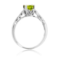 Oval Peridot with Scalloped Diamond Accented Band - Park City Jewelers