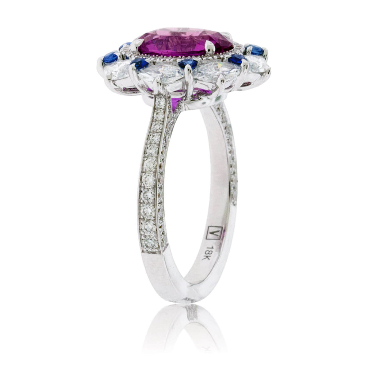 Oval Pink Sapphire, Blue Sapphire & Diamond Accented Ring - Park City Jewelers