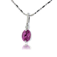 Oval Pink Sapphire & Diamond Bar Necklace - Park City Jewelers