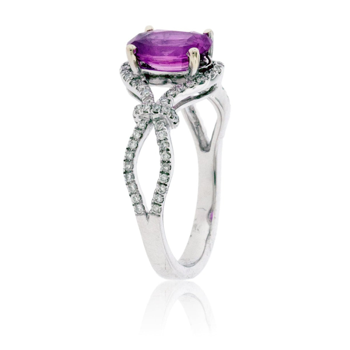 Oval Pink Sapphire with Diamond Accent Ring - Park City Jewelers