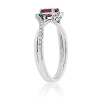 Oval Red Emerald with Diamond Bypass Shank Ring - Park City Jewelers