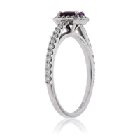 Oval Red Emerald with Diamond Halo Ring - Park City Jewelers
