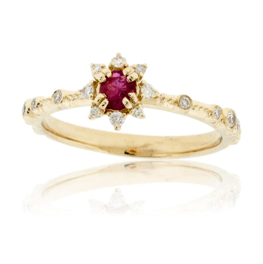 Oval Red Emerald with Diamond Ring - Park City Jewelers