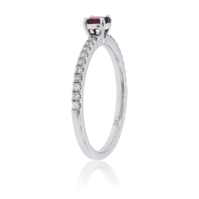 Oval Red Emerald with Diamond Shank Ring - Park City Jewelers