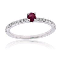 Oval Red Emerald with Diamond Shank Ring - Park City Jewelers