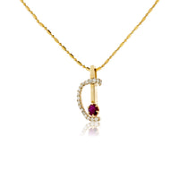 Oval Ruby and Diamond Swirl Pendant - Park City Jewelers