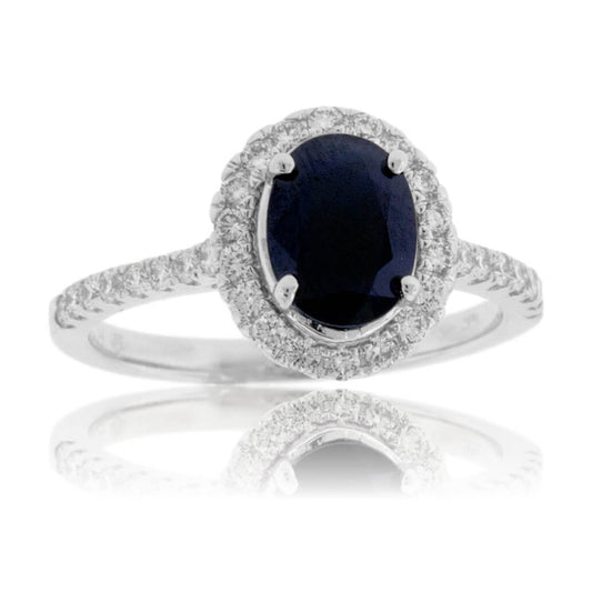 Oval Sapphire & Diamond Halo Ring - Park City Jewelers