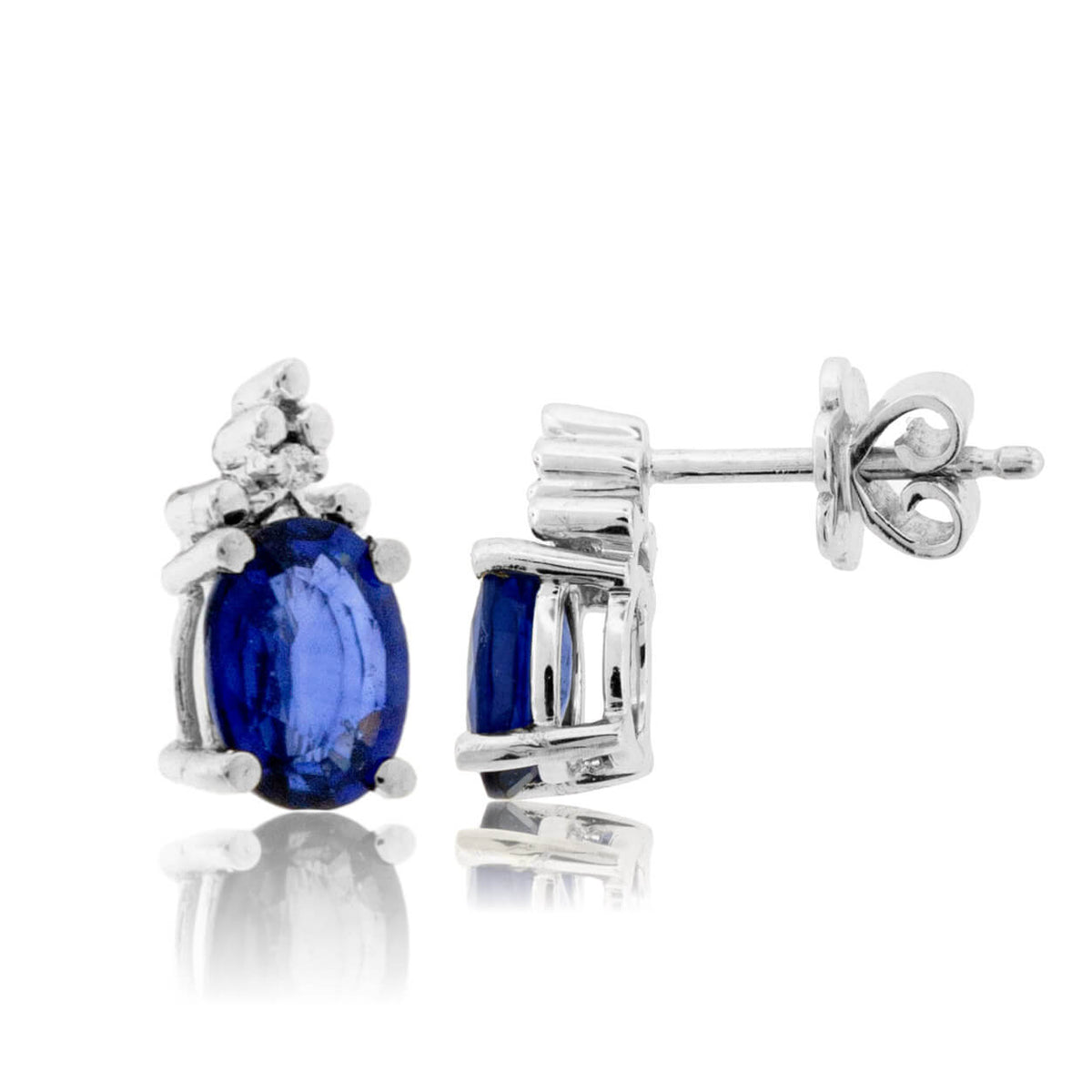 Oval Sapphire with Diamond Accent Stud Earrings - Park City Jewelers