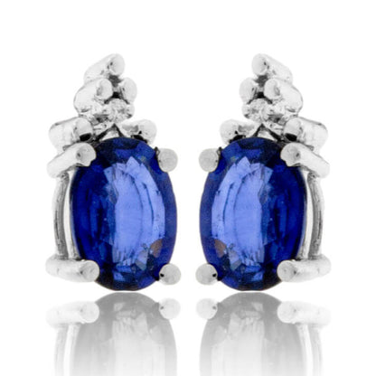 Oval Sapphire with Diamond Accent Stud Earrings - Park City Jewelers