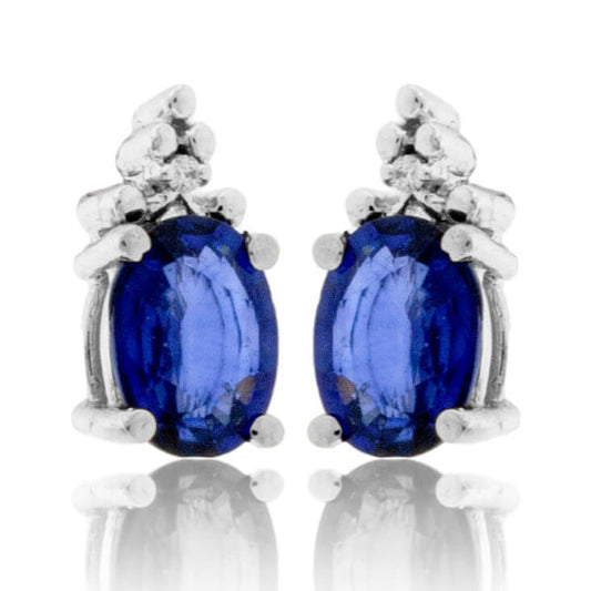 Oval Sapphire with Diamond Accent Stud Earrings - Park City Jewelers