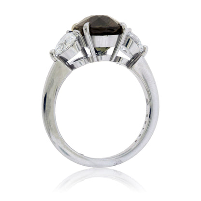 Oval-Shape Alexandrite & Diamond 3 Stone Style Ring - Park City Jewelers
