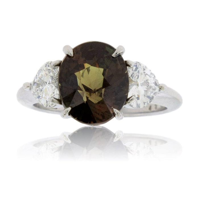 Oval-Shape Alexandrite & Diamond 3 Stone Style Ring - Park City Jewelers