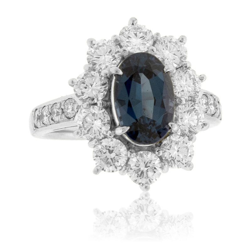 Oval-Shape Alexandrite & Diamond Vintage Style Halo Ring - Park City Jewelers
