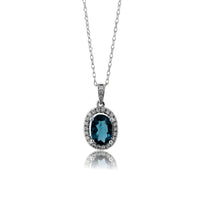 Oval Shaped Blue Tourmaline and Diamond Pendant - Park City Jewelers