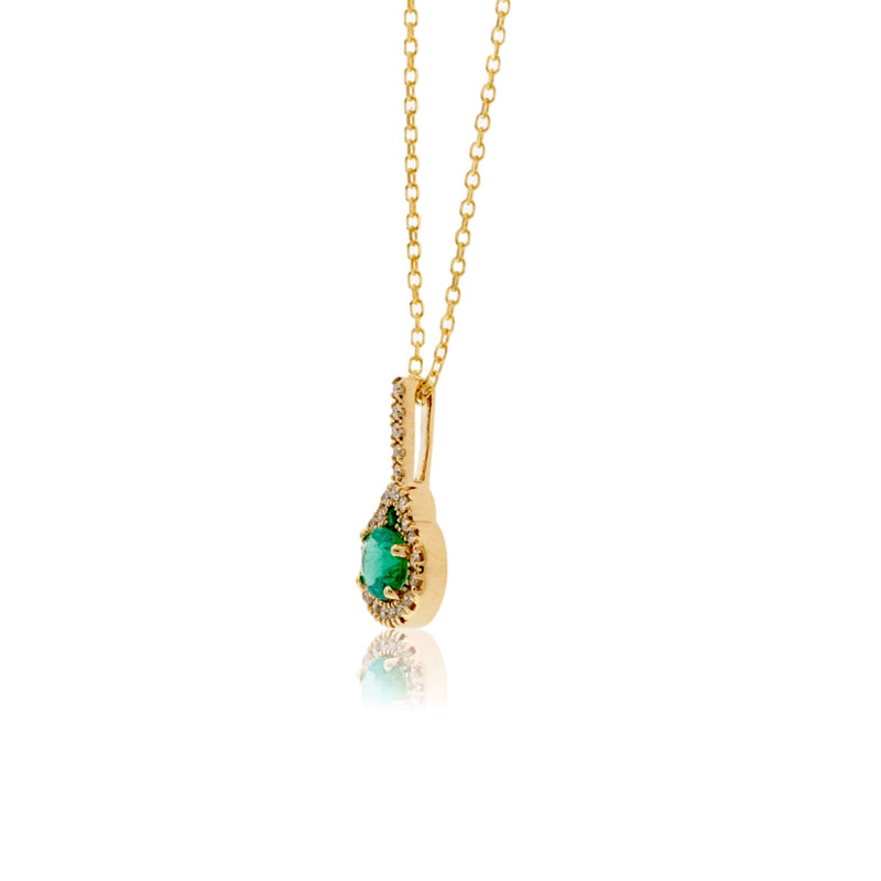 Oval Shaped Emerald Pendant with Diamond Halo - Park City Jewelers