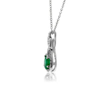 Oval Shaped Emerald Pendant with Diamond Halo - Park City Jewelers