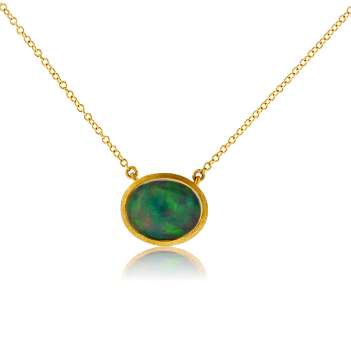 Oval Shaped Opal Cabochon Pendant with Chain - Park City Jewelers