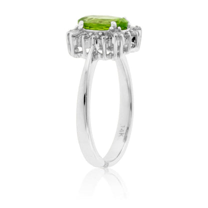 Oval Shaped Peridot and Diamond Halo Ring - Park City Jewelers