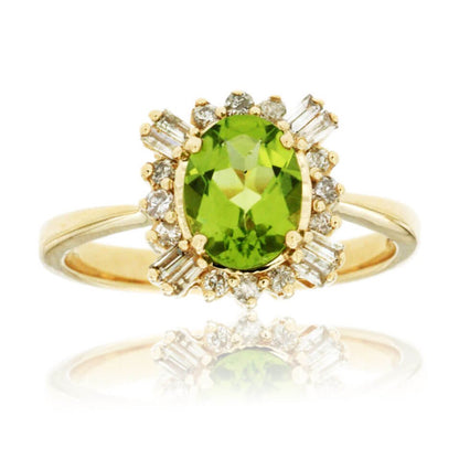 Oval Shaped Peridot and Diamond Halo Ring - Park City Jewelers