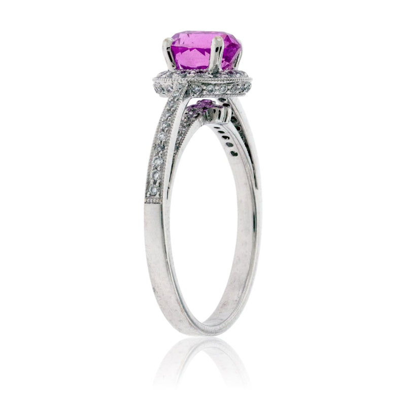 Oval Shaped Pink Sapphire Diamond Ring - Park City Jewelers