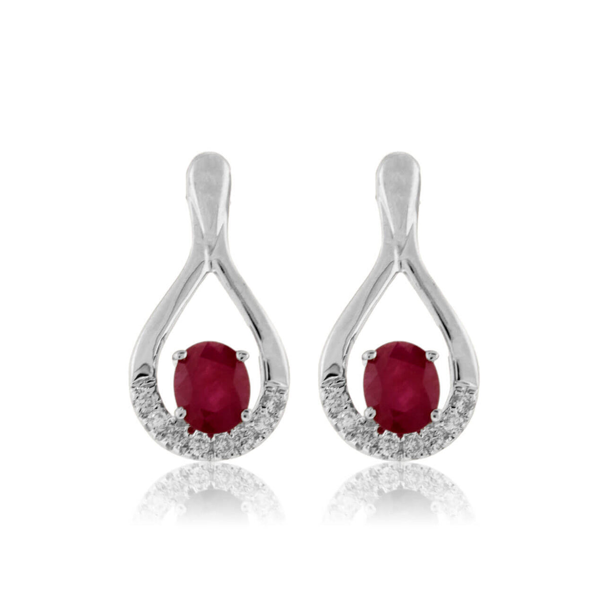 Oval Shaped Ruby and Diamond Earrings - Park City Jewelers
