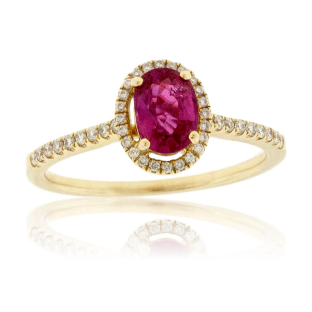 Oval Shaped Ruby and Diamond Ring - Park City Jewelers