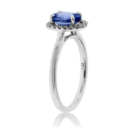 Oval Tanzanite and Diamond Halo Ring - Park City Jewelers