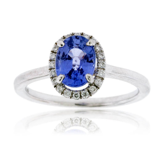 Oval Tanzanite and Diamond Halo Ring - Park City Jewelers