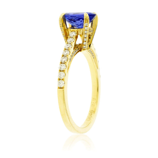 Oval Tanzanite & Diamond Accented Yellow Gold Ring - Park City Jewelers
