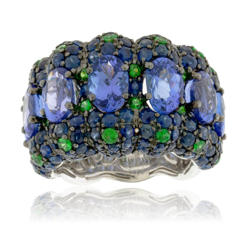 Oval Tanzanite Ring with Sapphire & Tsavorite Accent Stones - Park City Jewelers